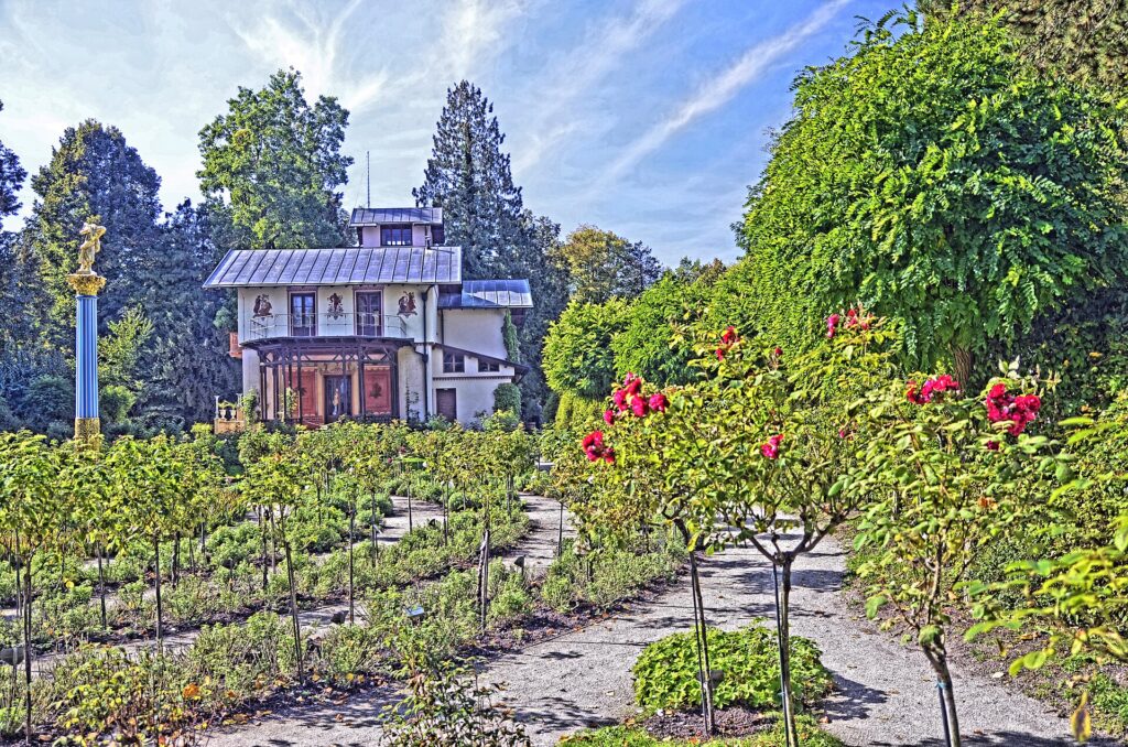 Casino auf der Roseninsel bei Feldafing im Starnberger See, Trauort mit Seeblick